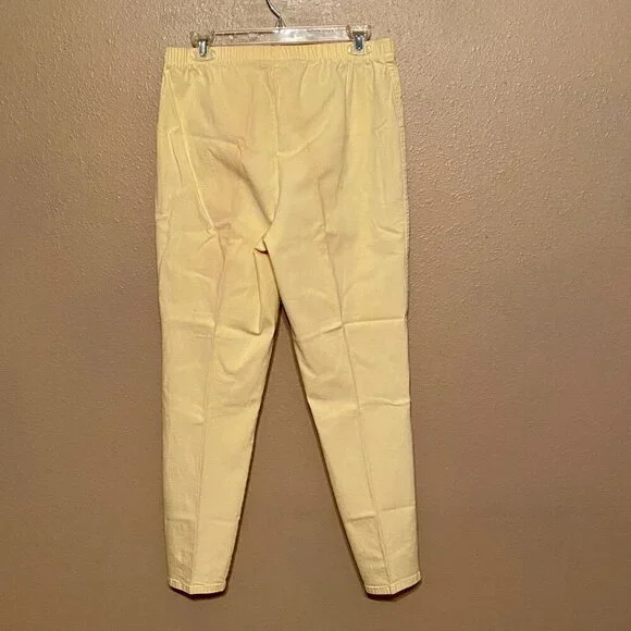 DENIM & CO Yellow pull-on Denim Stretch Jeans Elastic Waist Skinny Legs Size PXL - Picture 3 of 5